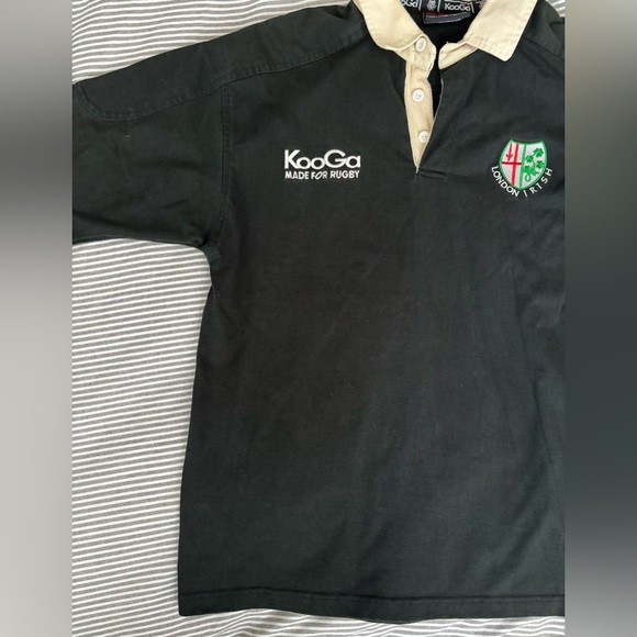 Vintage Kooga London Irish Rugby Union shirt short sleeve black/ beige men's M - Picture 7 of 14